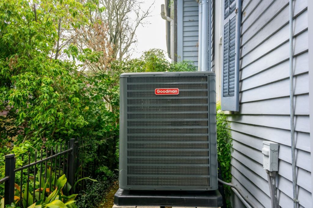 New Goodman Air Conditioner on the Side of an Historic Uptown Home